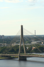 A Bridge Spanning Over The Riga River.