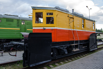 A Colorful Train Displayed At A Train Museum.