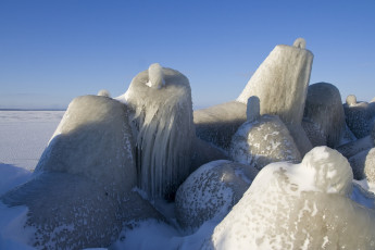 Ice Formations On The Daugavgrīva Shore In Winter.