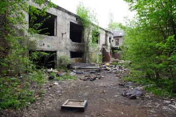 An Abandoned Building In The Iļģuciems Wooded Area.