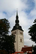 A Tallinn Church With A Steeple.